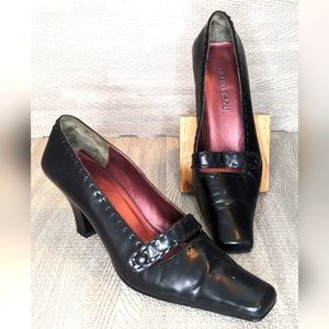 Bisou Bisou Black Leather Heels, 9